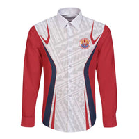Custom Oceania Football Tahiti Long Sleeve Button Shirt Polynesian Tribal Pattern LT9 Unisex White - Polynesian Pride