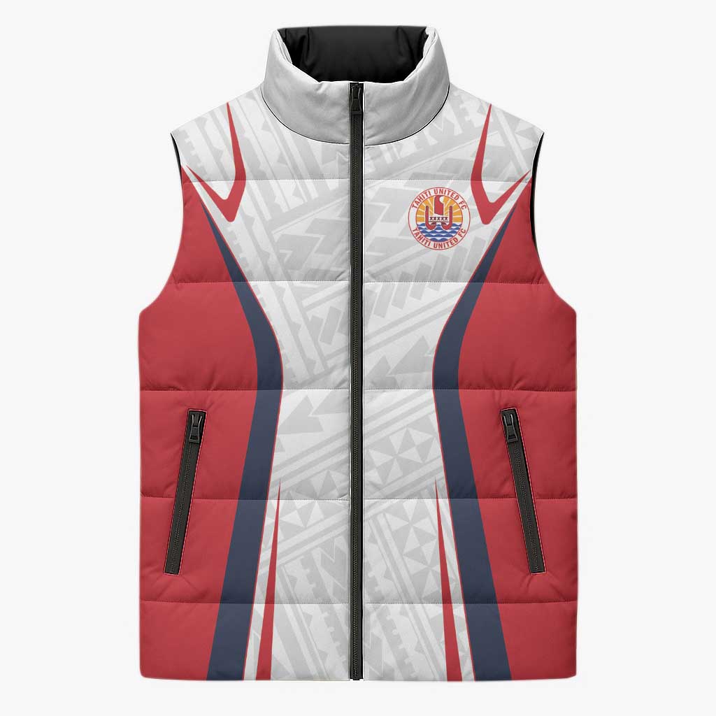 Custom Oceania Football Tahiti Sleeveless Puffer Jacket Polynesian Tribal Pattern LT9 Unisex White - Polynesian Pride