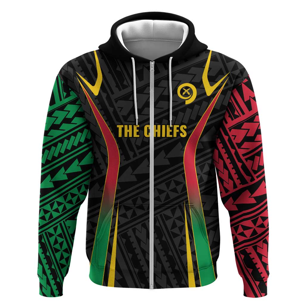 Custom Oceania Football Vanuatu Hoodie Polynesian Tribal Pattern LT9 Zip Hoodie Black - Polynesian Pride