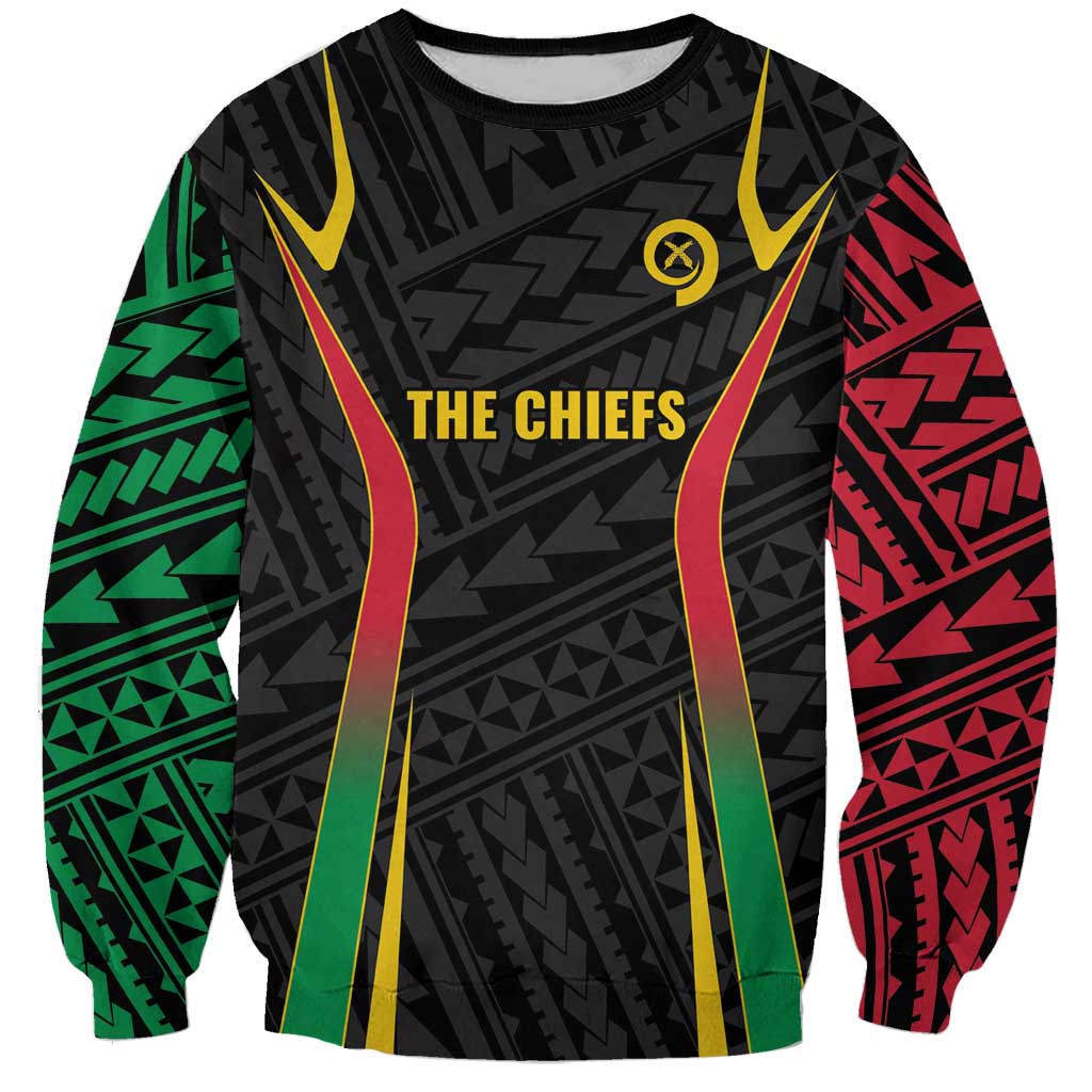 Custom Oceania Football Vanuatu Sweatshirt Polynesian Tribal Pattern LT9 Unisex Black - Polynesian Pride