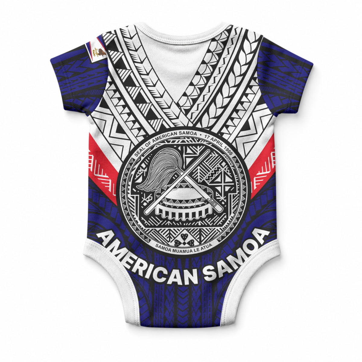 American Samoa Baby Onesie Bald Eagle with Polynesian Pattern LT9 - Polynesian Pride