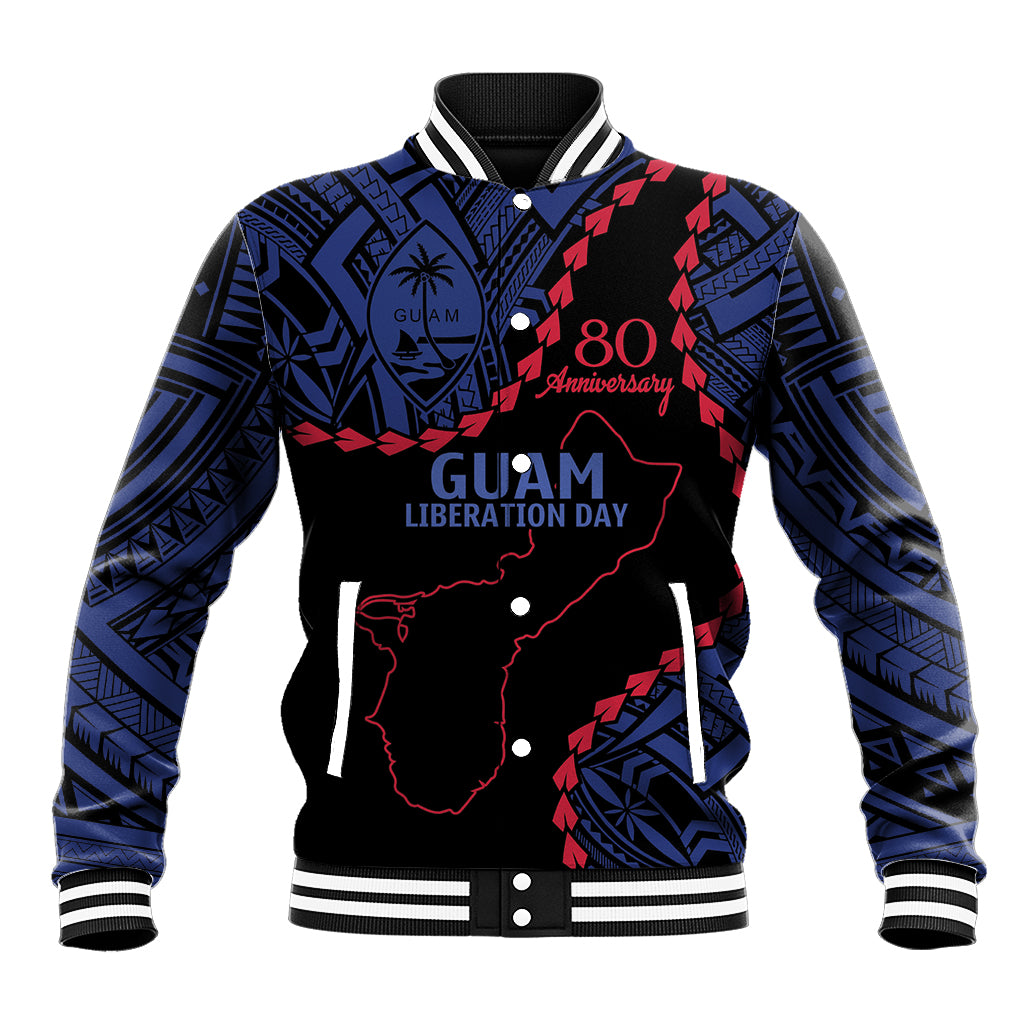 Personalized Guam 80th Anniversary Liberation Day Baseball Jacket Guahan Basic Seal LT9 Unisex Black - Polynesian Pride