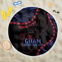 Personalized Guam 80th Anniversary Liberation Day Beach Blanket Guahan Basic Seal LT9 One Size 150cm Black - Polynesian Pride