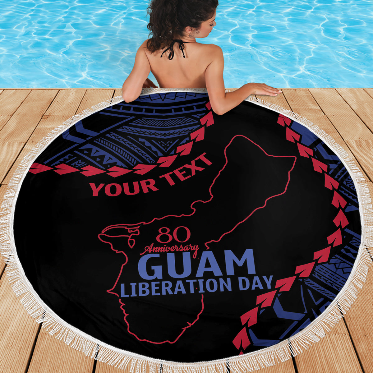 Personalized Guam 80th Anniversary Liberation Day Beach Blanket Guahan Basic Seal LT9 - Polynesian Pride