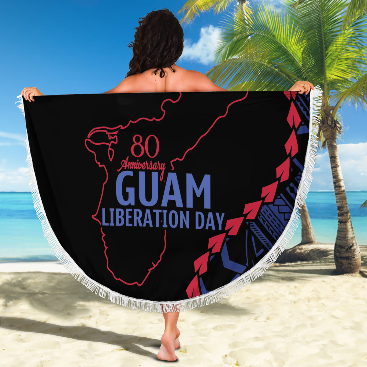 Personalized Guam 80th Anniversary Liberation Day Beach Blanket Guahan Basic Seal LT9 - Polynesian Pride