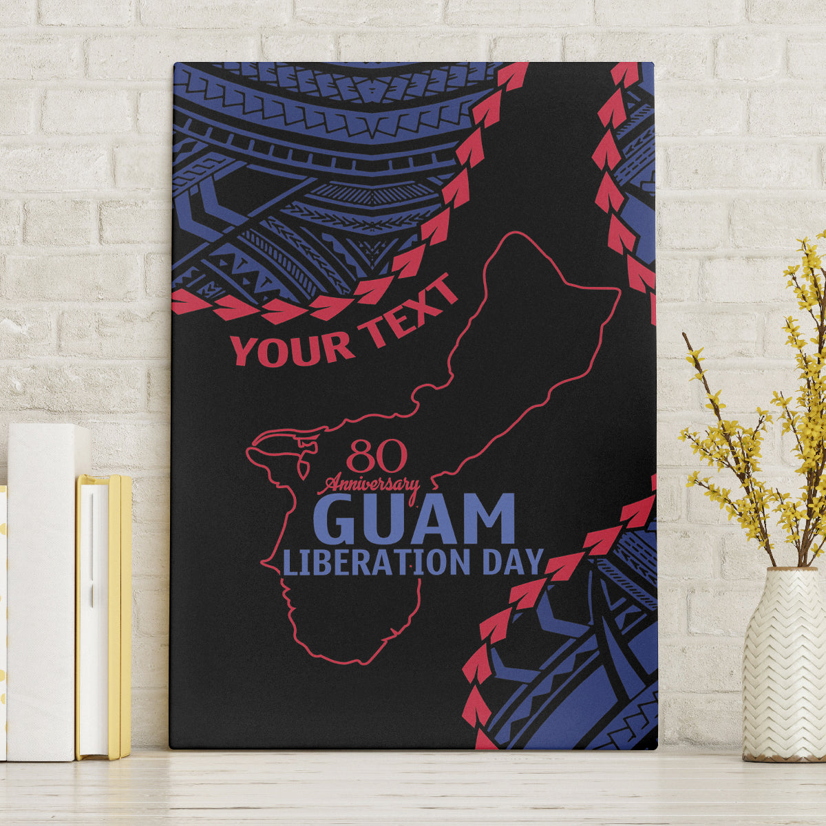 Personalized Guam 80th Anniversary Liberation Day Canvas Wall Art Guahan Basic Seal LT9 Without Frame Black - Polynesian Pride