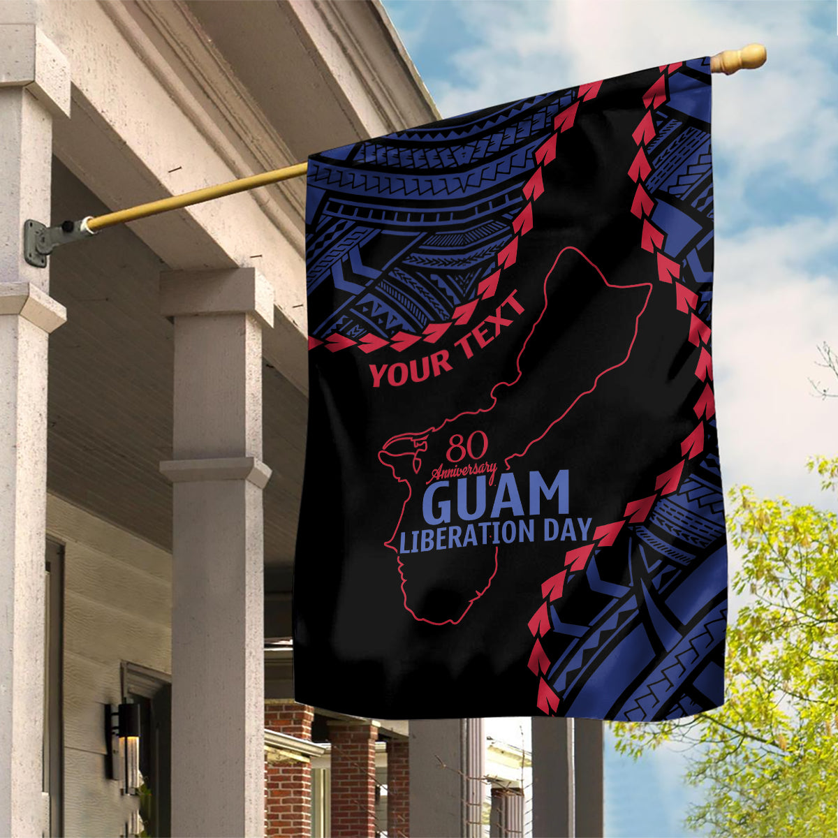Personalized Guam 80th Anniversary Liberation Day Garden Flag Guahan Basic Seal LT9 House Flag Black - Polynesian Pride