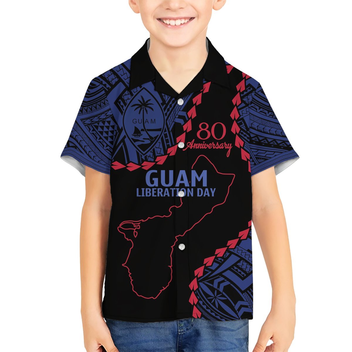 Personalized Guam 80th Anniversary Liberation Day Hawaiian Shirt Guahan Basic Seal LT9 - Polynesian Pride