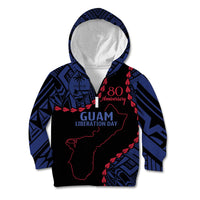 Personalized Guam 80th Anniversary Liberation Day Kid Hoodie Guahan Basic Seal LT9 Zip Hoodie Black - Polynesian Pride