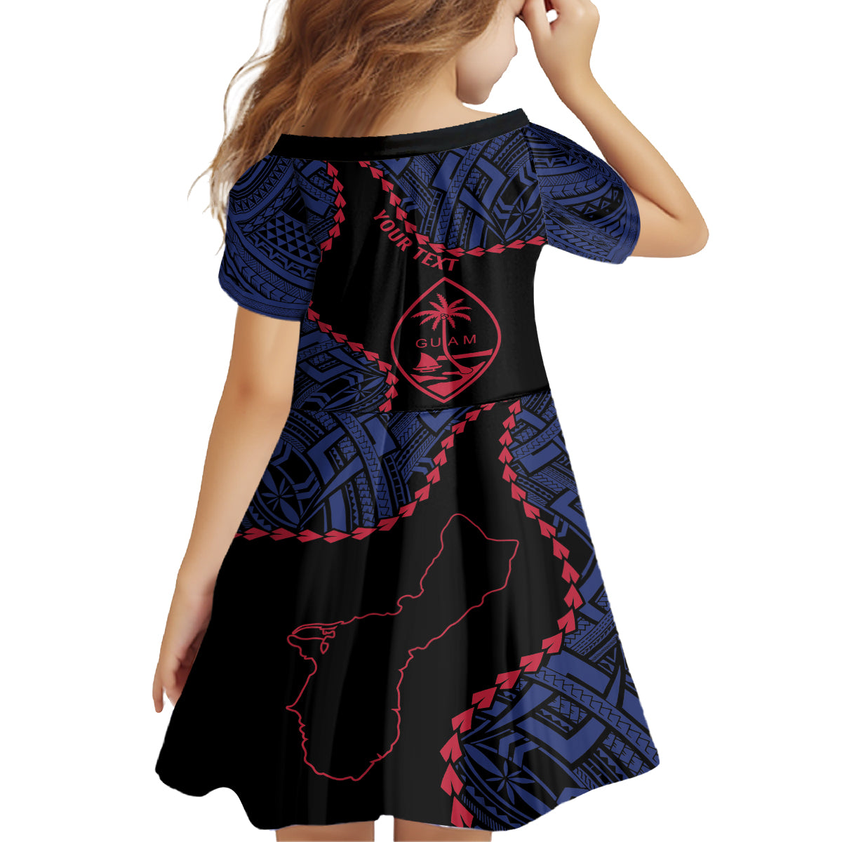 Personalized Guam 80th Anniversary Liberation Day Kid Short Sleeve Dress Guahan Basic Seal LT9 - Polynesian Pride