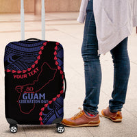 Personalized Guam 80th Anniversary Liberation Day Luggage Cover Guahan Basic Seal LT9 Black - Polynesian Pride