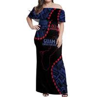 Personalized Guam 80th Anniversary Liberation Day Off Shoulder Maxi Dress Guahan Basic Seal LT9 Women Black - Polynesian Pride