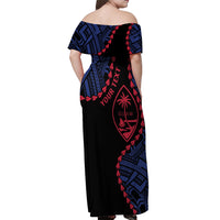 Personalized Guam 80th Anniversary Liberation Day Off Shoulder Maxi Dress Guahan Basic Seal LT9 - Polynesian Pride