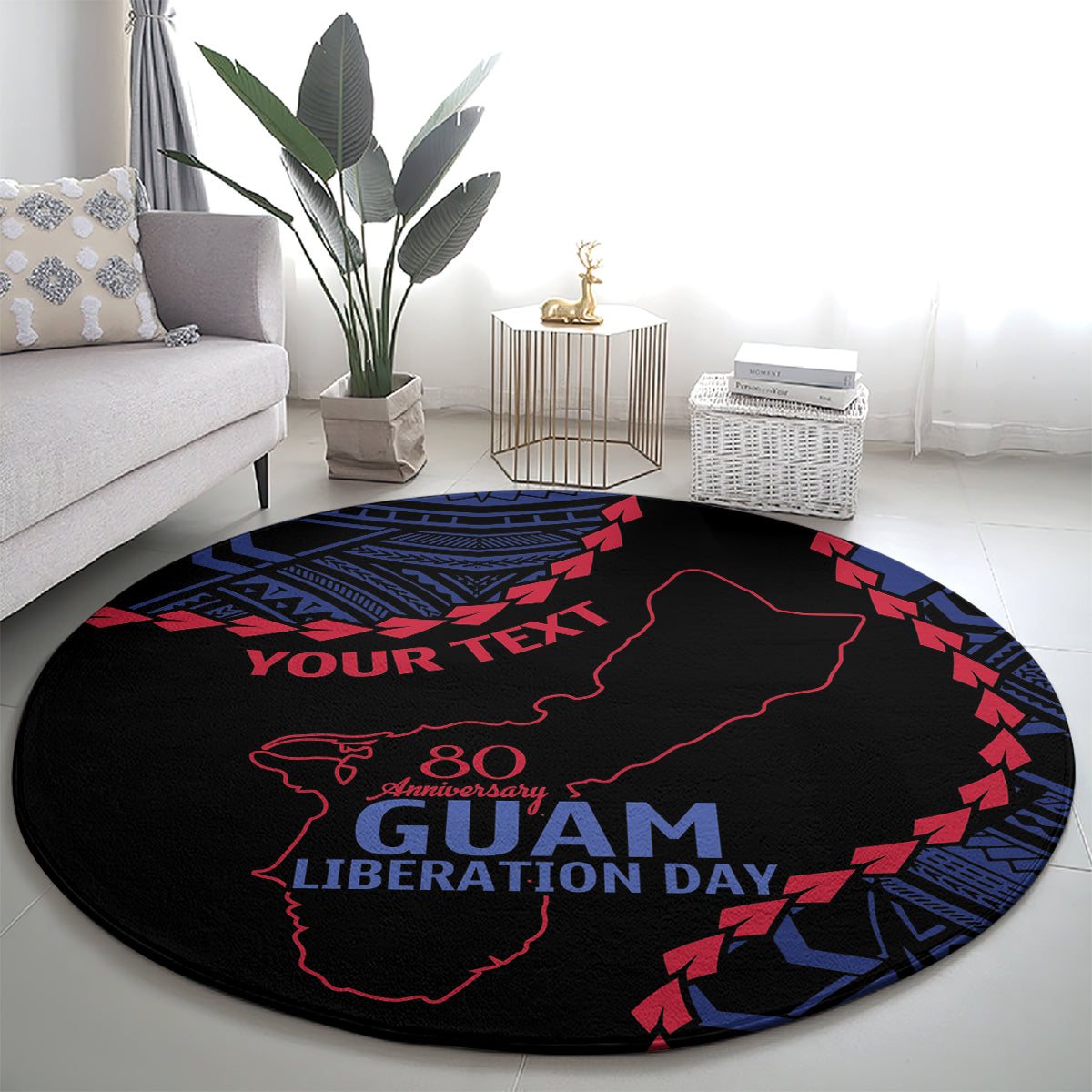 Personalized Guam 80th Anniversary Liberation Day Round Carpet Guahan Basic Seal LT9 - Polynesian Pride