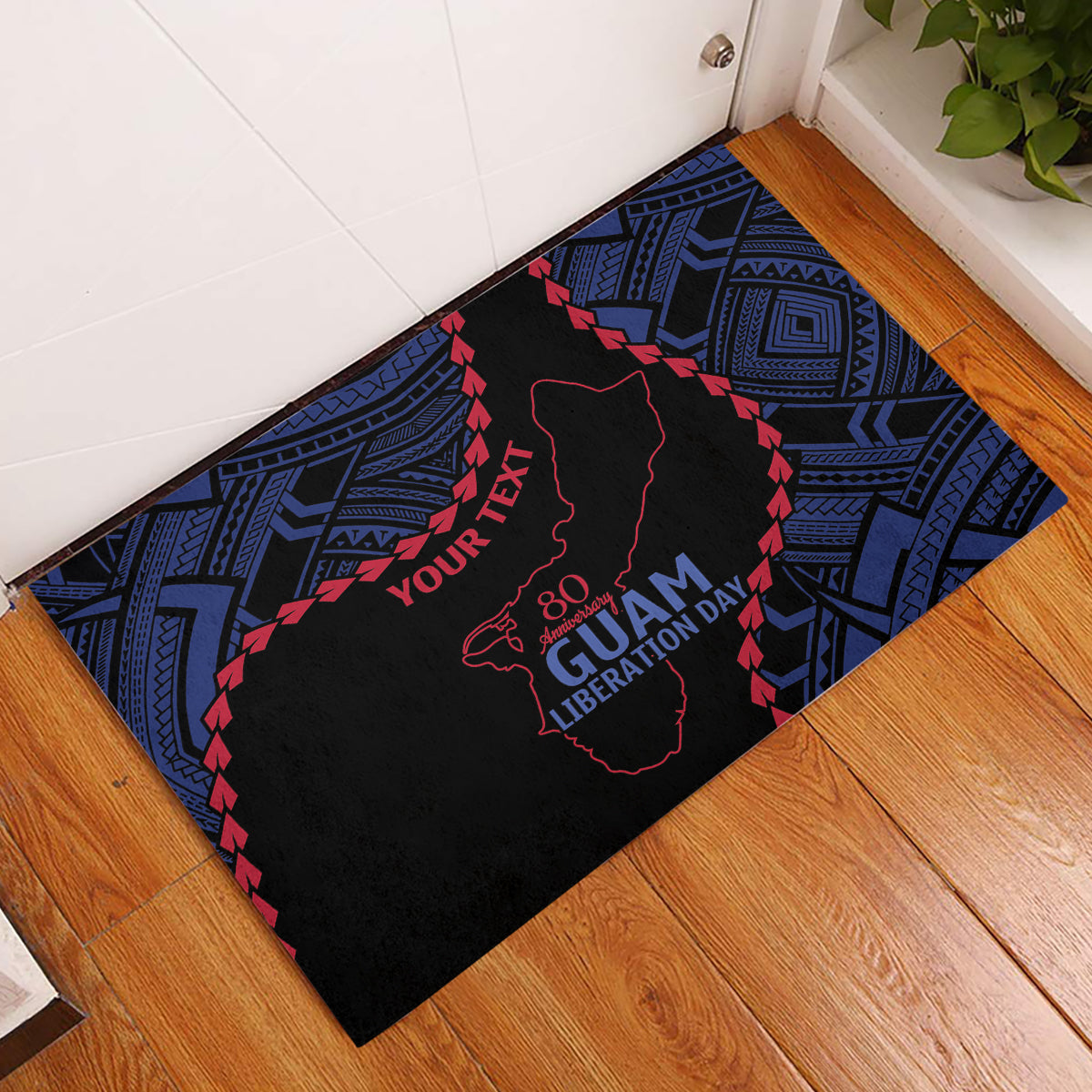 Personalized Guam 80th Anniversary Liberation Day Rubber Doormat Guahan Basic Seal LT9 Black - Polynesian Pride