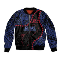 Personalized Guam 80th Anniversary Liberation Day Sleeve Zip Bomber Jacket Guahan Basic Seal LT9 Unisex Black - Polynesian Pride