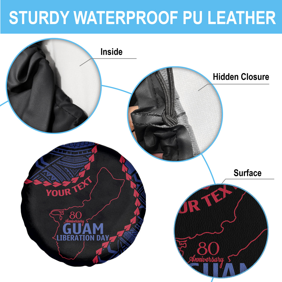 Personalized Guam 80th Anniversary Liberation Day Spare Tire Cover Guahan Basic Seal LT9 - Polynesian Pride