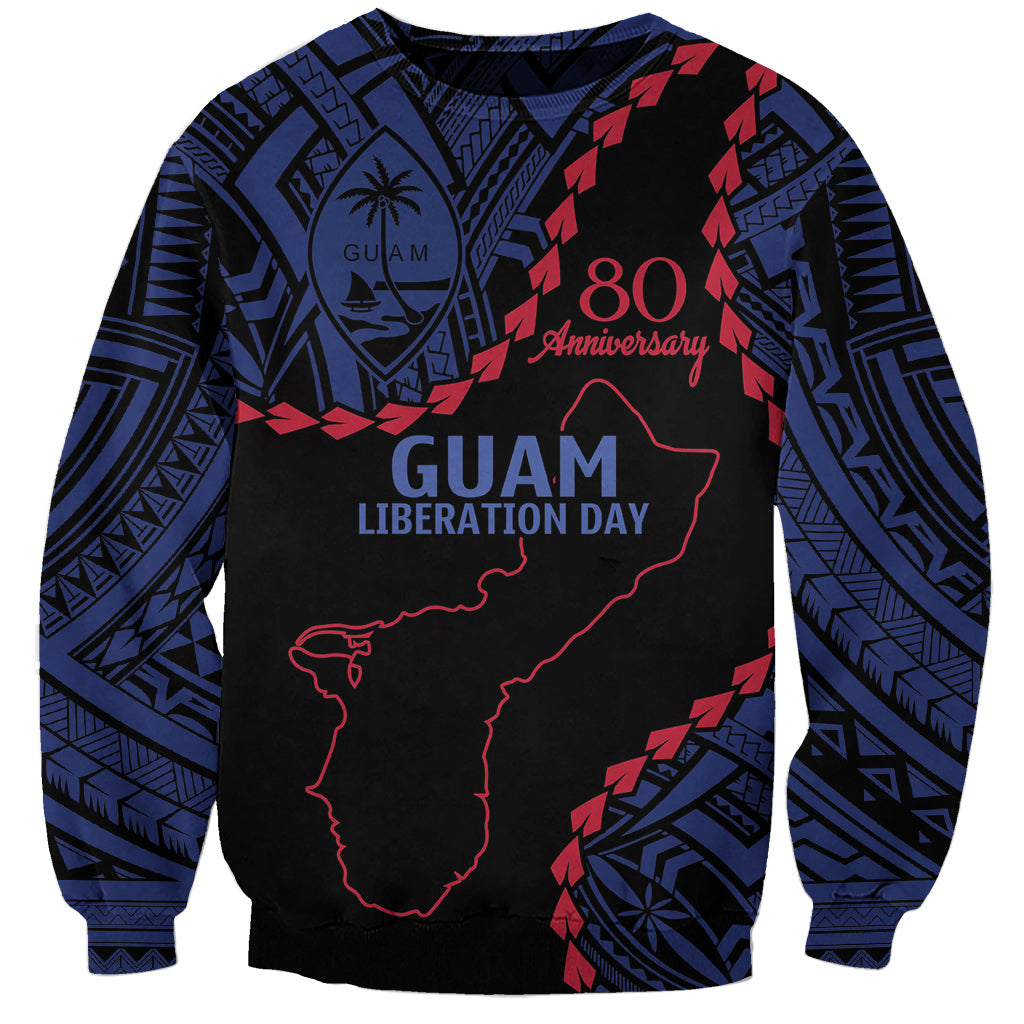 Personalized Guam 80th Anniversary Liberation Day Sweatshirt Guahan Basic Seal LT9 Unisex Black - Polynesian Pride
