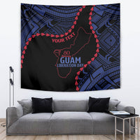 Personalized Guam 80th Anniversary Liberation Day Tapestry Guahan Basic Seal LT9 Black - Polynesian Pride