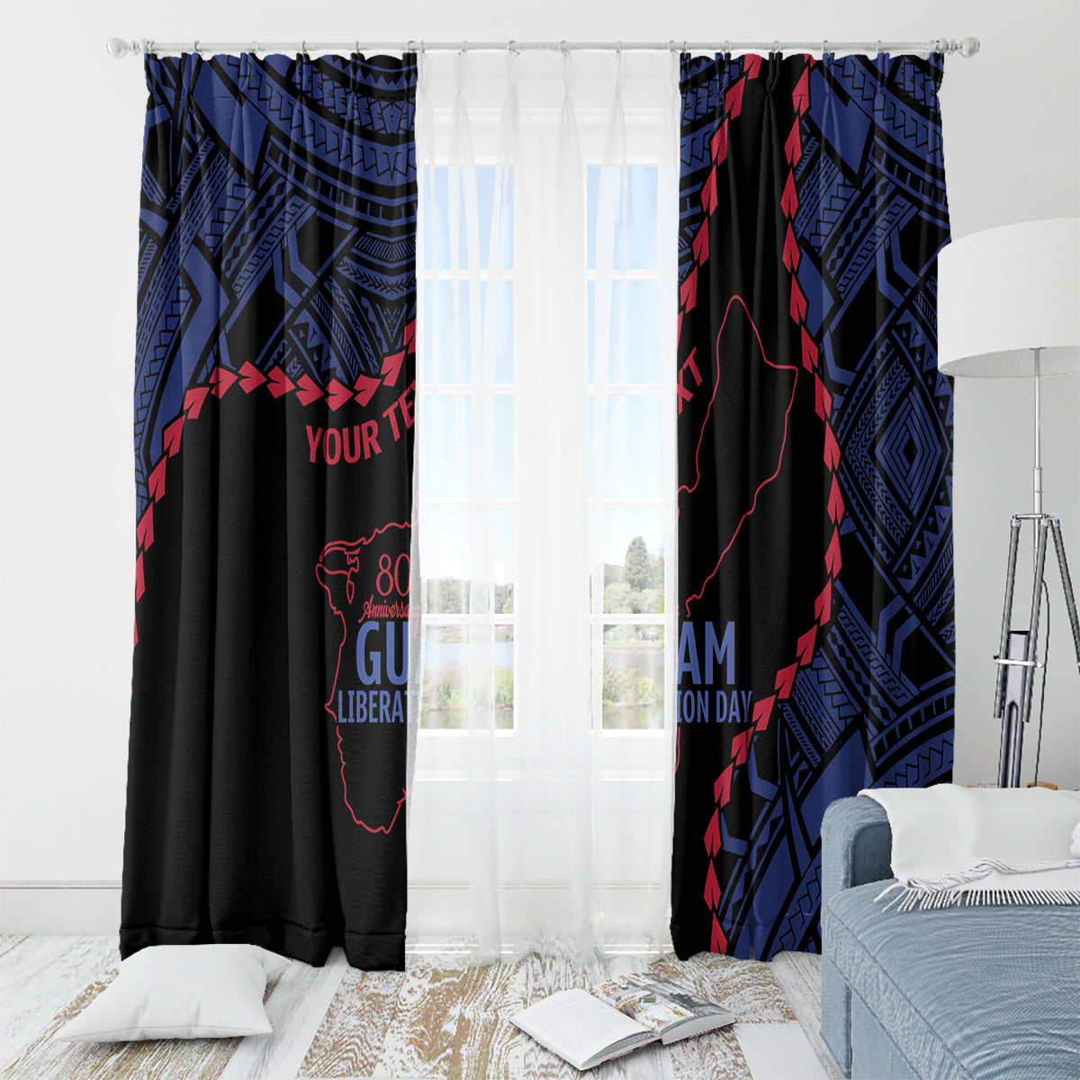 Personalized Guam 80th Anniversary Liberation Day Window Curtain Guahan Basic Seal LT9 - Polynesian Pride