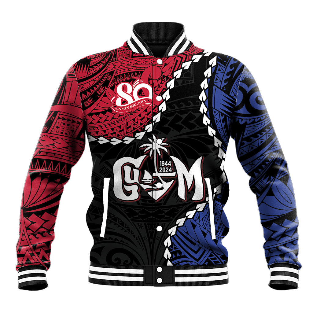 Personalized Guam 80th Anniversary Liberation Day Baseball Jacket Tano I Man Chamoru Since 1944 LT9 Unisex Black - Polynesian Pride