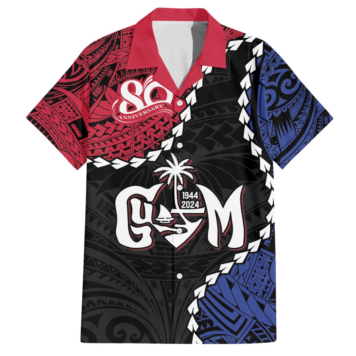Personalized Guam 80th Anniversary Liberation Day Hawaiian Shirt Tano I Man Chamoru Since 1944 LT9 Black - Polynesian Pride