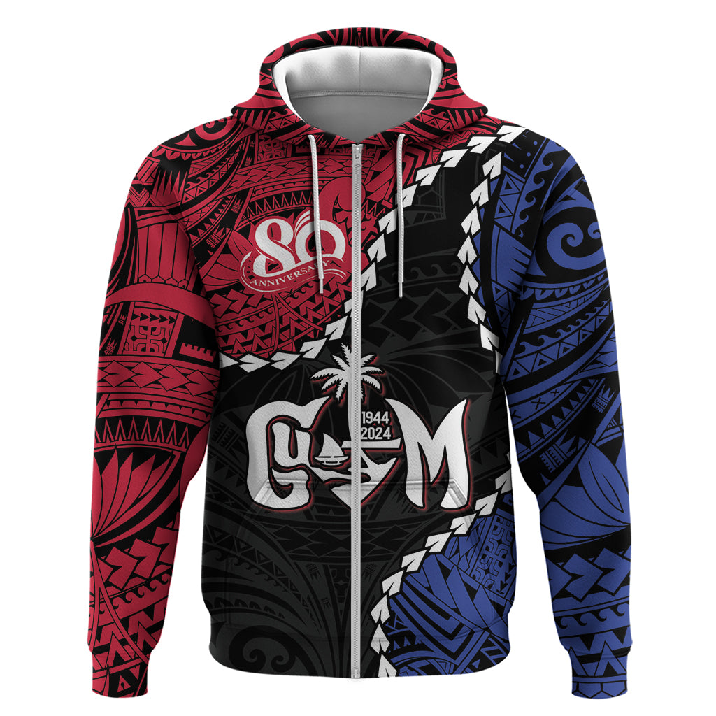 Personalized Guam 80th Anniversary Liberation Day Hoodie Tano I Man Chamoru Since 1944 LT9 Zip Hoodie Black - Polynesian Pride