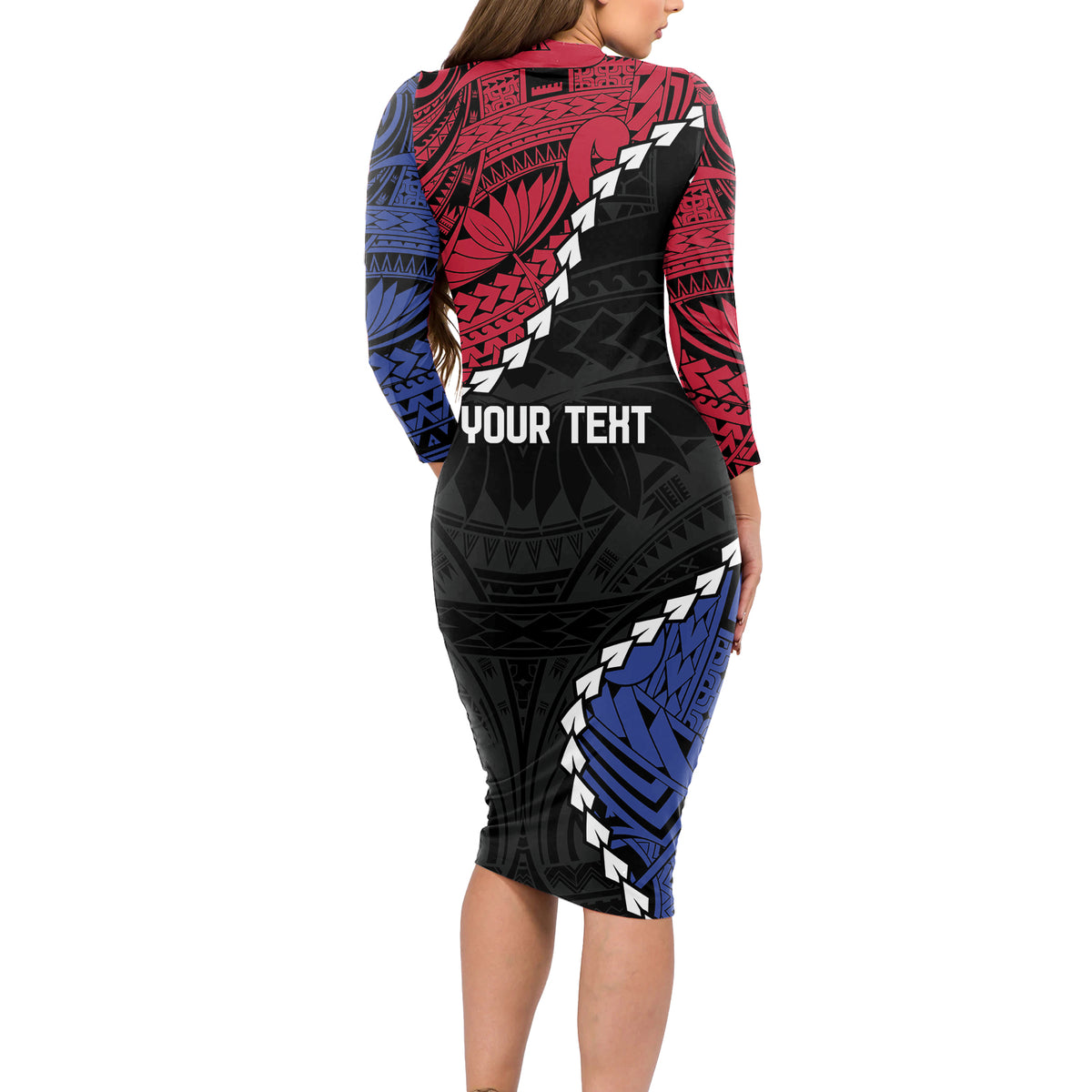 Personalized Guam 80th Anniversary Liberation Day Long Sleeve Bodycon Dress Tano I Man Chamoru Since 1944 LT9 - Polynesian Pride