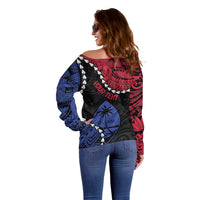 Personalized Guam 80th Anniversary Liberation Day Off Shoulder Sweater Tano I Man Chamoru Since 1944 LT9 - Polynesian Pride