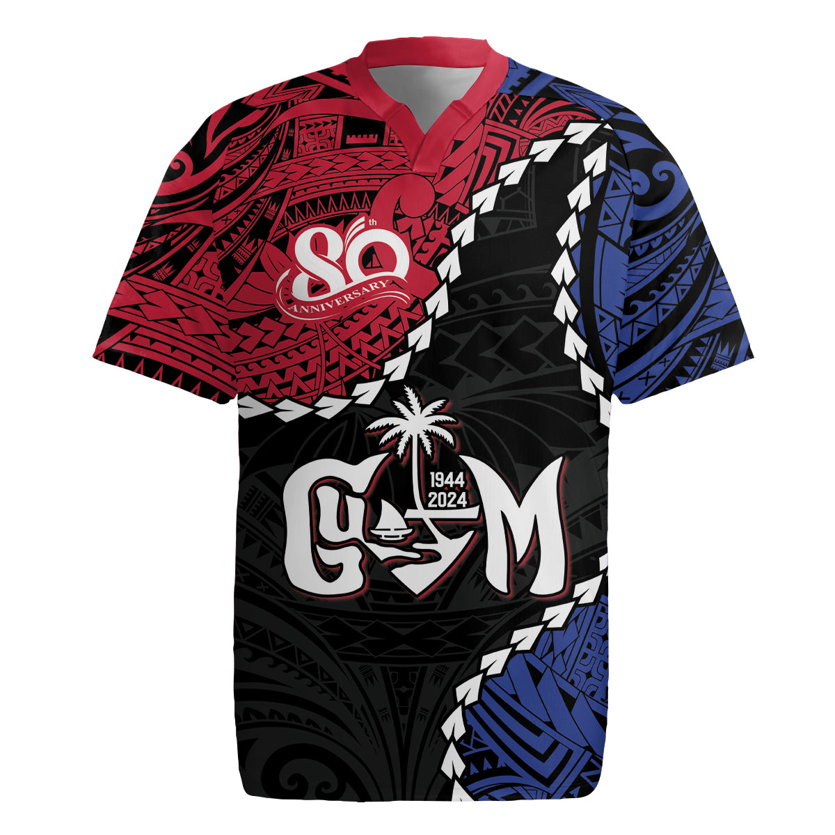 Personalized Guam 80th Anniversary Liberation Day Rugby Jersey Tano I Man Chamoru Since 1944 LT9 Black - Polynesian Pride