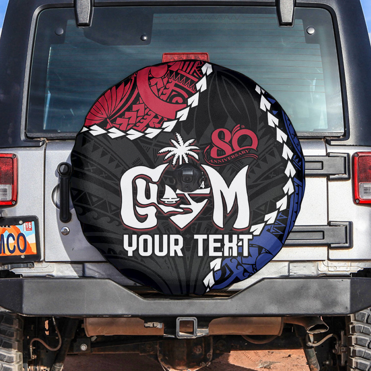 Personalized Guam 80th Anniversary Liberation Day Spare Tire Cover Tano I Man Chamoru Since 1944 LT9 Black - Polynesian Pride