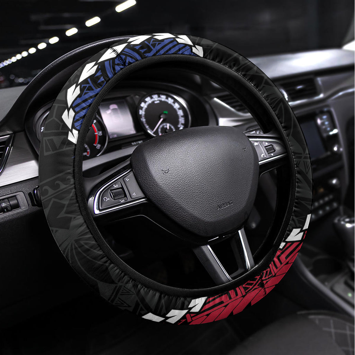 Guam 80th Anniversary Liberation Day Steering Wheel Cover Tano I Man Chamoru Since 1944 LT9 Universal Fit Black - Polynesian Pride