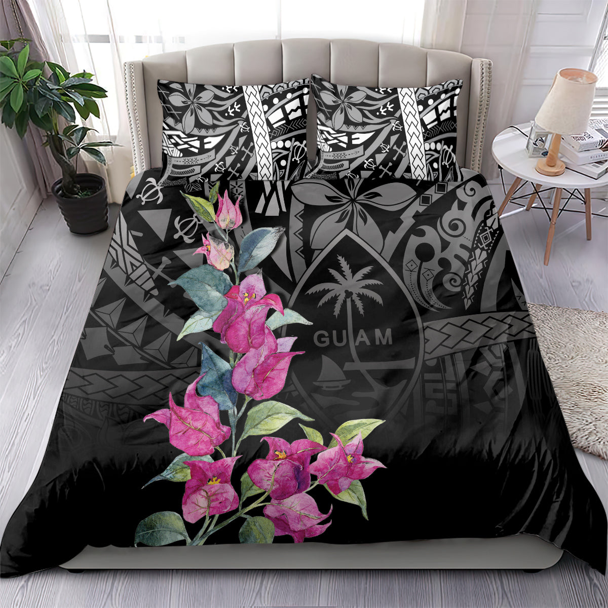 Guahan Puti Tai Nobiu Bedding Set Guam Bougainvillea Flower Art LT9 - Polynesian Pride