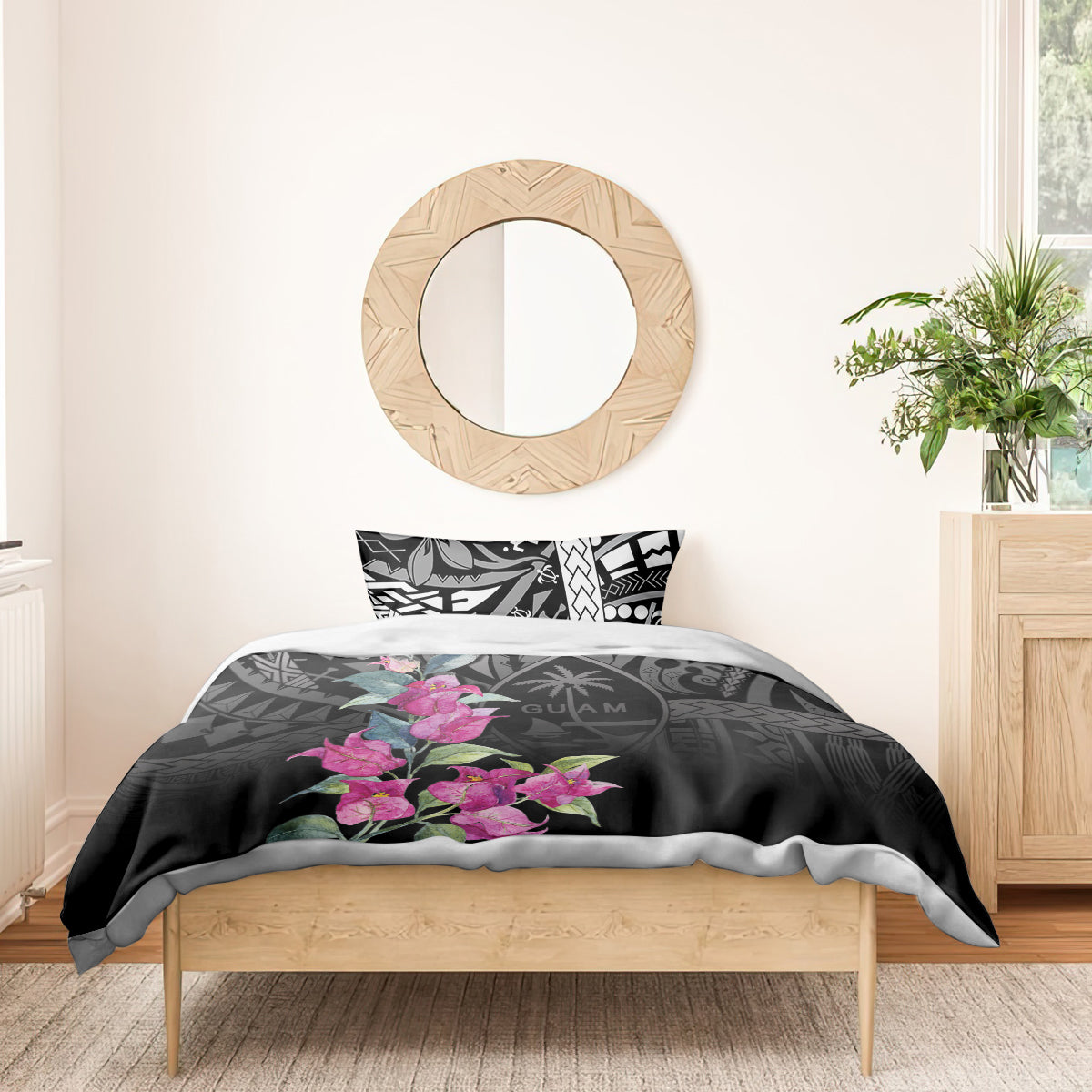 Guahan Puti Tai Nobiu Bedding Set Guam Bougainvillea Flower Art LT9 - Polynesian Pride
