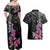 Guahan Puti Tai Nobiu Couples Matching Off Shoulder Maxi Dress and Hawaiian Shirt Guam Bougainvillea Flower Art