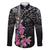 Guahan Puti Tai Nobiu Family Matching Off The Shoulder Long Sleeve Dress and Hawaiian Shirt Guam Bougainvillea Flower Art