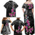 Guahan Puti Tai Nobiu Family Matching Off Shoulder Maxi Dress and Hawaiian Shirt Guam Bougainvillea Flower Art