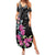 Guahan Puti Tai Nobiu Family Matching Summer Maxi Dress and Hawaiian Shirt Guam Bougainvillea Flower Art