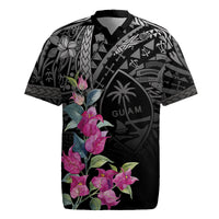 Guahan Puti Tai Nobiu Rugby Jersey Guam Bougainvillea Flower Art LT9 Black - Polynesian Pride