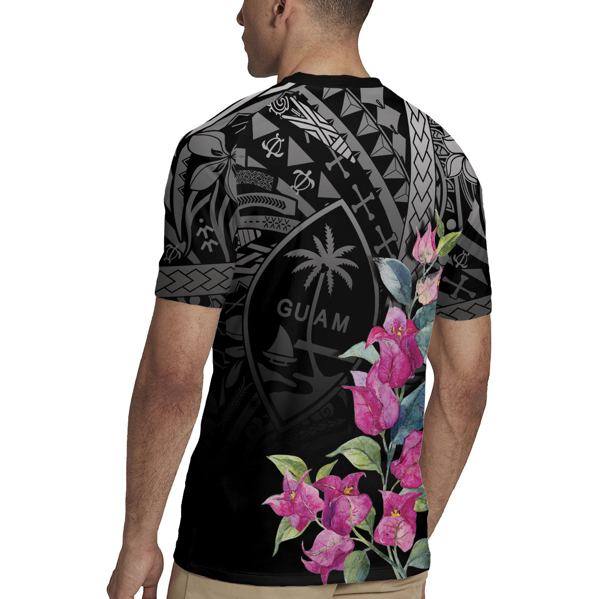 Guahan Puti Tai Nobiu Rugby Jersey Guam Bougainvillea Flower Art LT9 - Polynesian Pride
