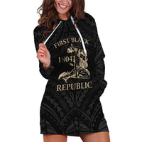 Personalized Haiti First Black Republic Hoodie Dress Negre Marron With Map And Flag LT9 Black - Polynesian Pride