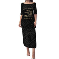 Personalized Haiti First Black Republic Puletasi Negre Marron With Map And Flag LT9 Long Dress Black - Polynesian Pride
