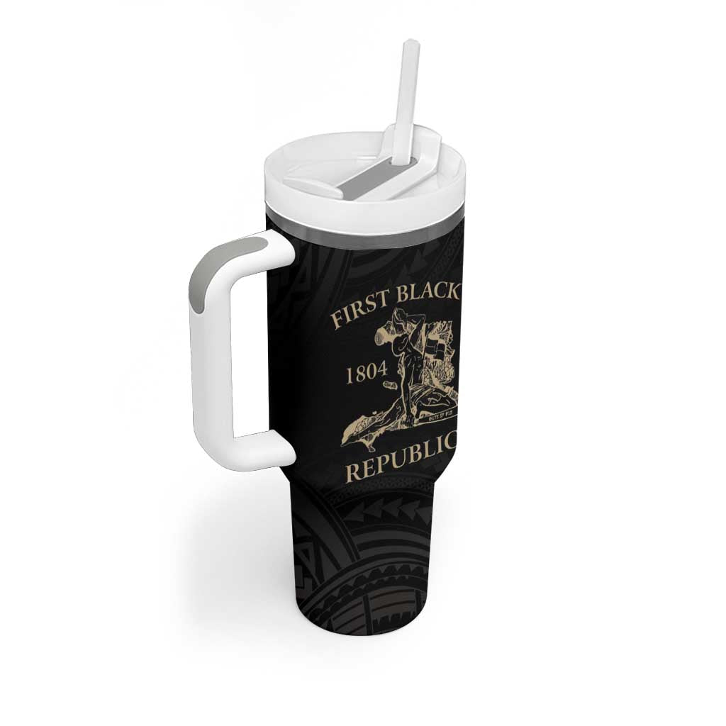 Personalized Haiti First Black Republic Tumbler With Handle Negre Marron With Map And Flag LT9 - Polynesian Pride
