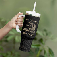 Personalized Haiti First Black Republic Tumbler With Handle Negre Marron With Map And Flag LT9 - Polynesian Pride