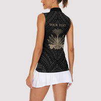 Personalized Haiti First Black Republic Women Sleeveless Polo Shirt Negre Marron With Map And Flag LT9 - Polynesian Pride