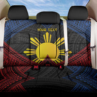 Personalized Philippines Back Car Seat Cover Polynesian Tribal Tattoo with Filipino Flag Motif LT9 One Size Black - Polynesian Pride