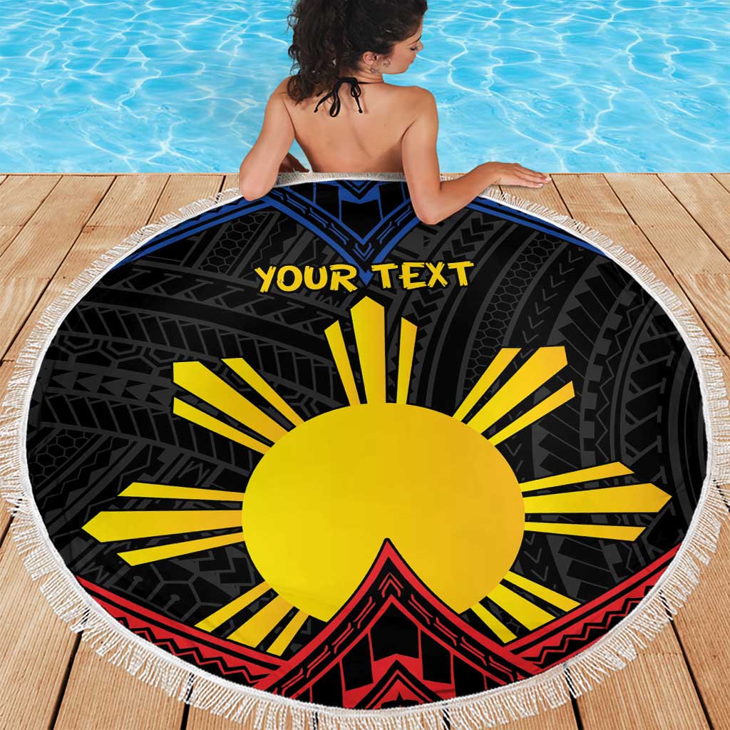 Personalized Philippines Beach Blanket Polynesian Tribal Tattoo with Filipino Flag Motif LT9 - Polynesian Pride
