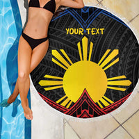 Personalized Philippines Beach Blanket Polynesian Tribal Tattoo with Filipino Flag Motif LT9 - Polynesian Pride