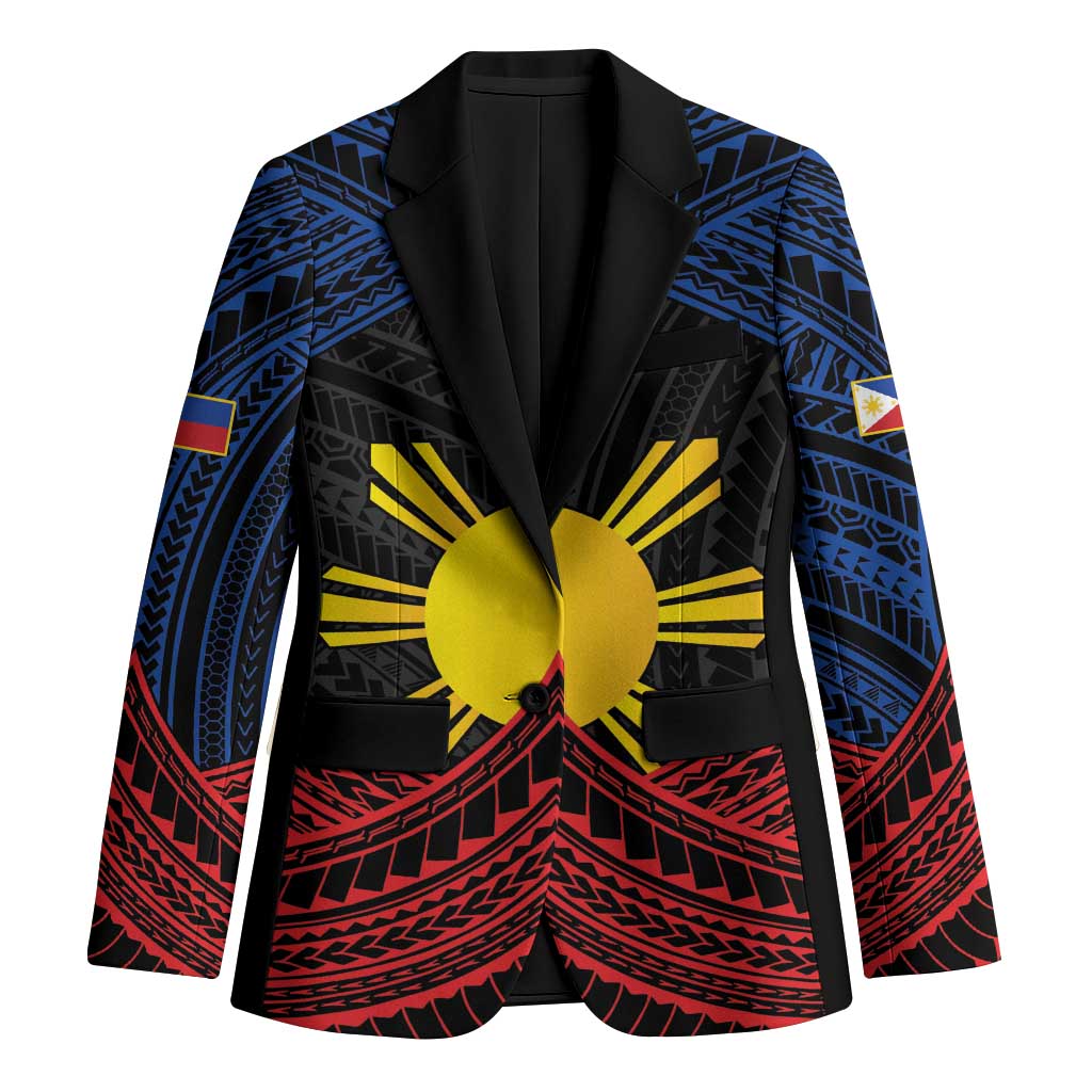 Personalized Philippines Blazer Polynesian Tribal Tattoo with Filipino Flag Motif LT9 Unisex Black - Polynesian Pride