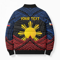 Personalized Philippines Bomber Puffer Jacket Polynesian Tribal Tattoo with Filipino Flag Motif LT9 - Polynesian Pride
